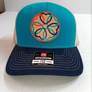 Richardson Guided Hearts Colorful Logo Teal Ball Cap Adjustable NEW